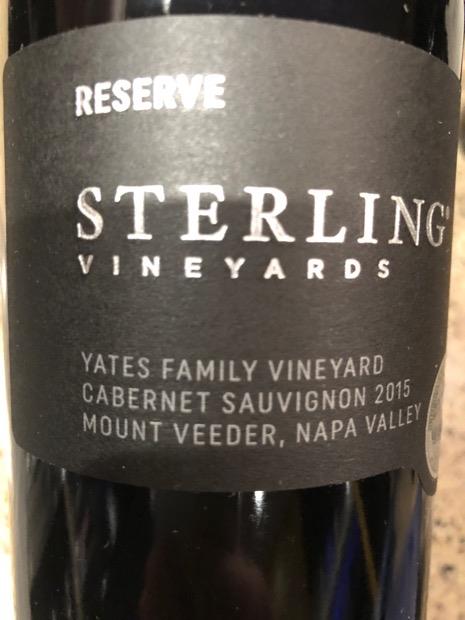 2015 Sterling Vineyards Cabernet Sauvignon Reserve Yates Family ...