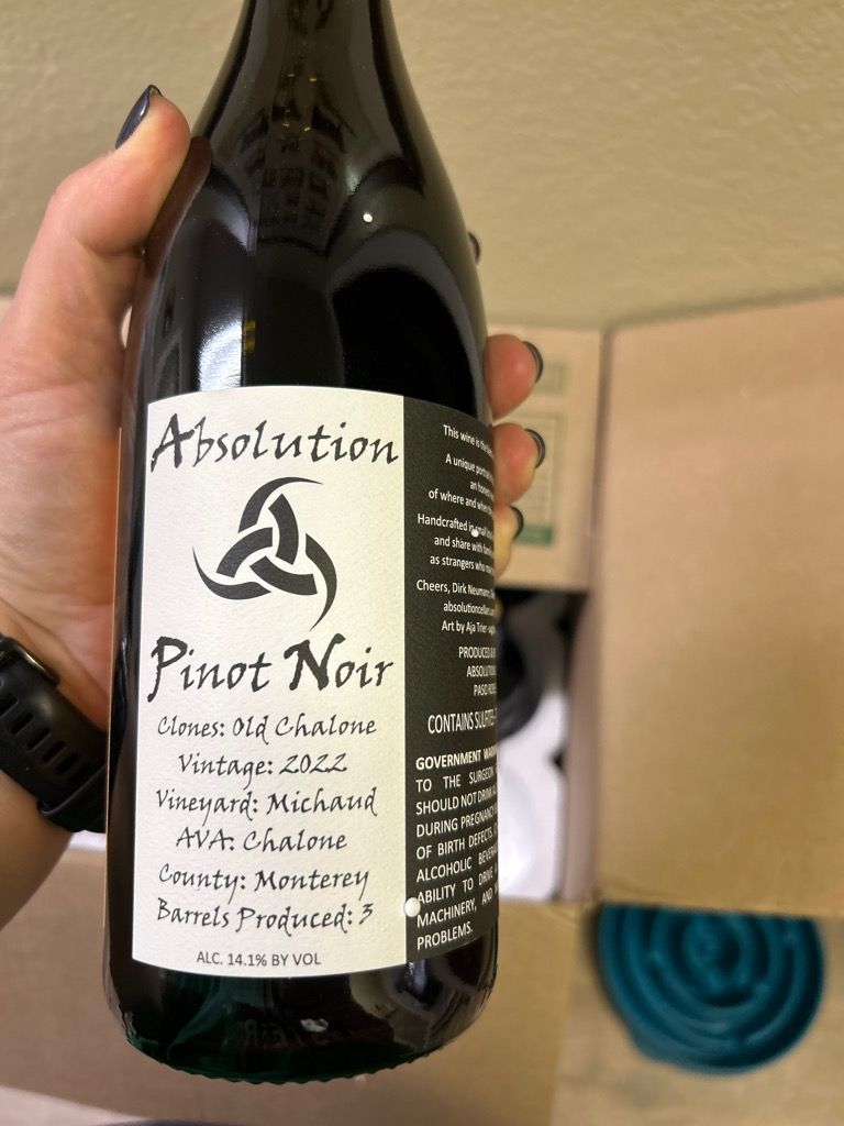2021 Absolution Cellars Pinot Noir Chalone Michaud, USA, California ...