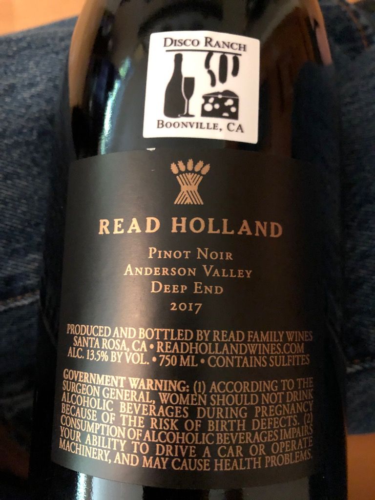 Pinot Reading 2016 Read Holland Pinot Noir Deep End, USA, California, North Coast ...