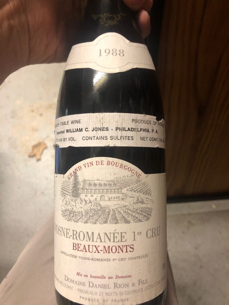 1988 Domaine Daniel Rion et Fils Vosne-Romanée 1er Cru Les Beaux