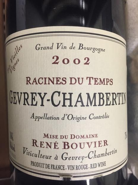 2002 René Bouvier Gevrey-Chambertin Racines du Temps Très Vieilles