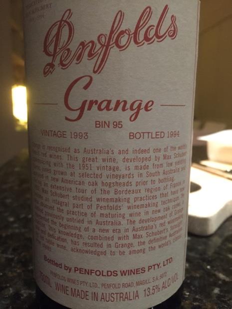 1992 Penfolds Grange - CellarTracker