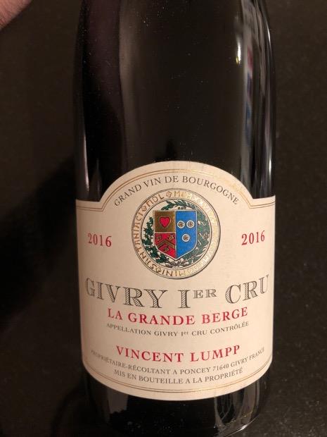 2022 Vincent Lumpp Givry 1er Cru La Grande Berge, France, Burgundy ...