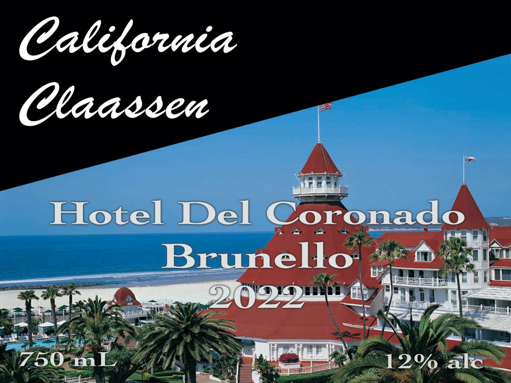 2022 California Claassen Sangiovese "Hotel Del Coronado" Winexpert