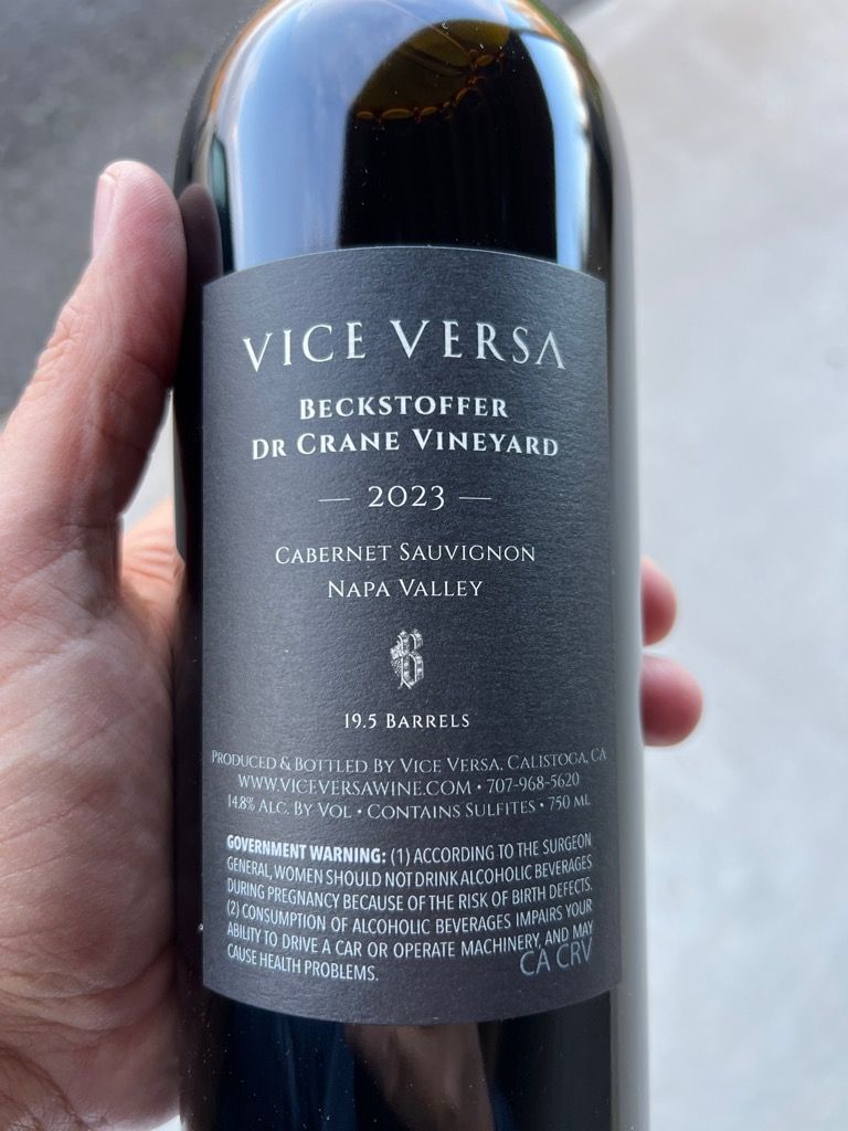 2009 Vice Versa Cabernet Sauvignon Beckstoffer Dr. Crane Vineyard