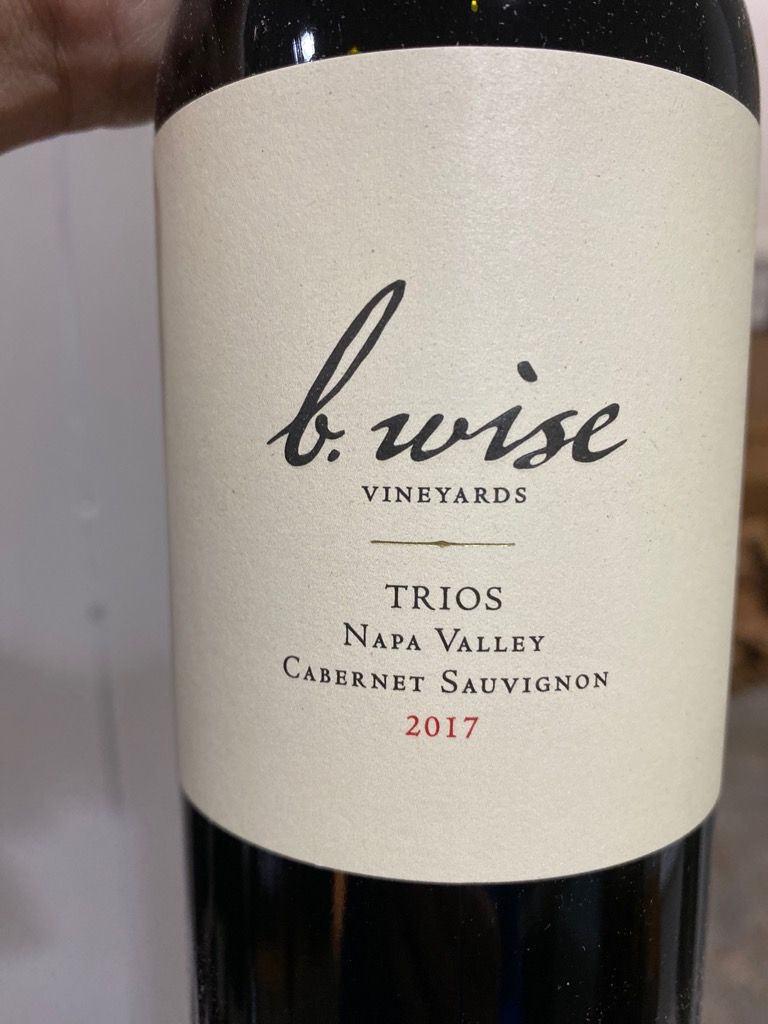 2017 B. Wise Vineyards Cabernet Sauvignon Trios Napa Valley, USA ...