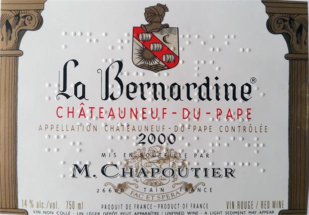 2000 M. Chapoutier Châteauneuf-du-Pape La Bernardine