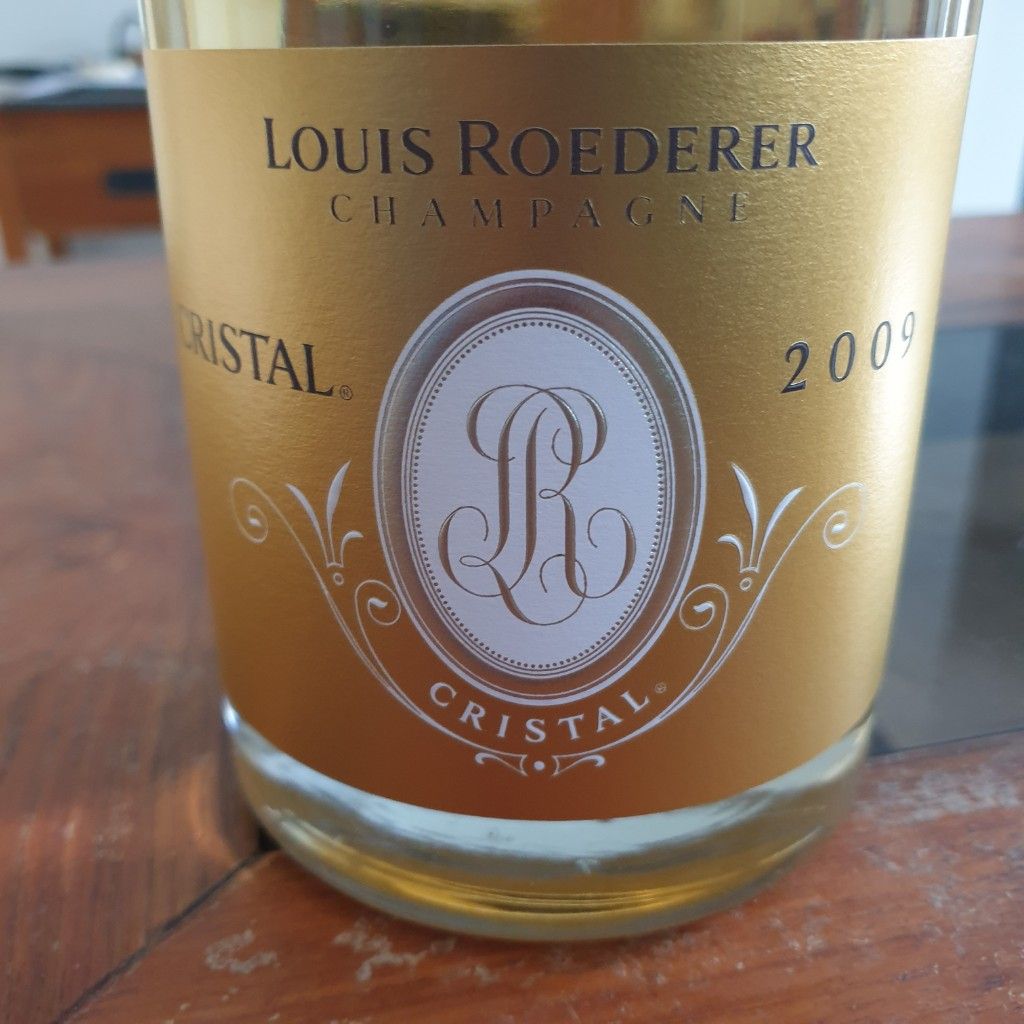 LOUIS ROEDERER CRISTAL 2009 empty champagne wine bottle with case
