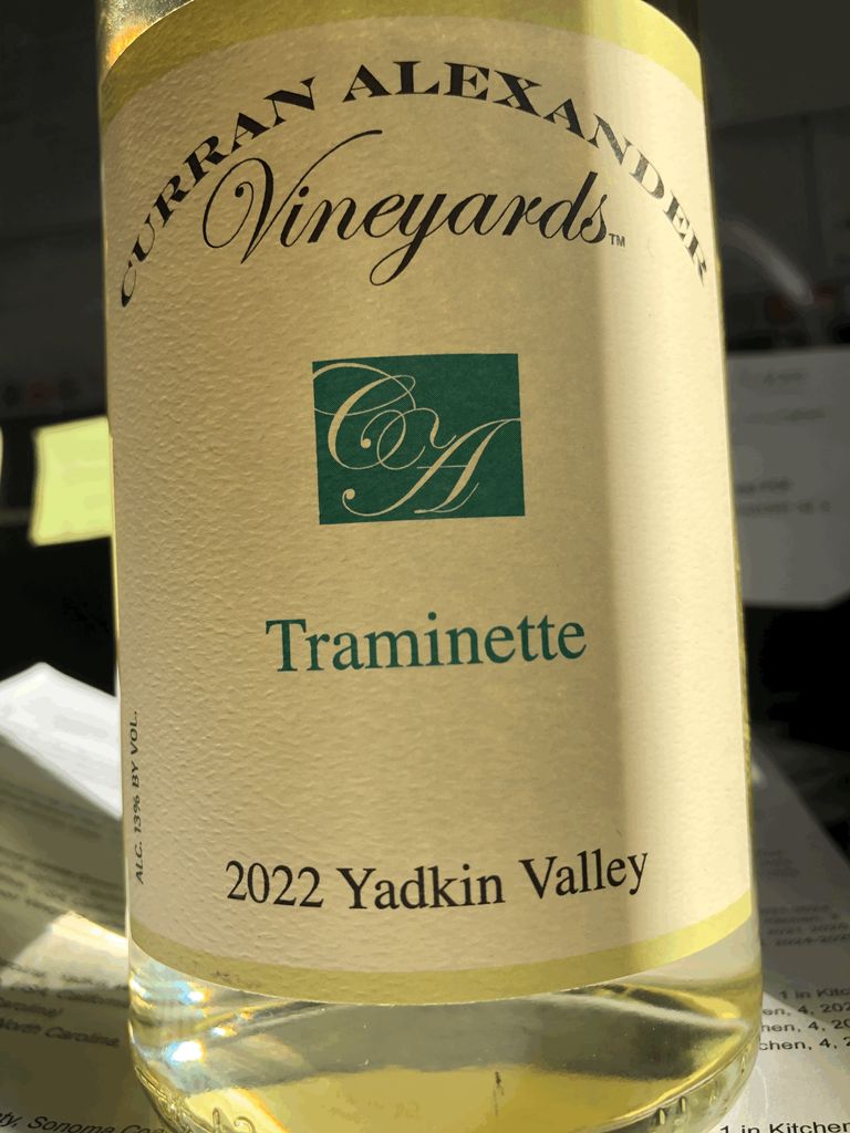 2022 Curran Alexander Vineyards Traminette, USA, North Carolina, Yadkin ...