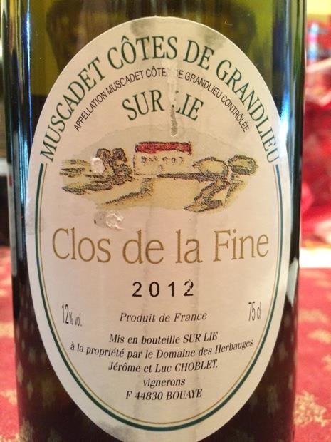 2012 Domaine Des Herbauges Muscadet-Côtes De Grandlieu Classic Sur Lie ...