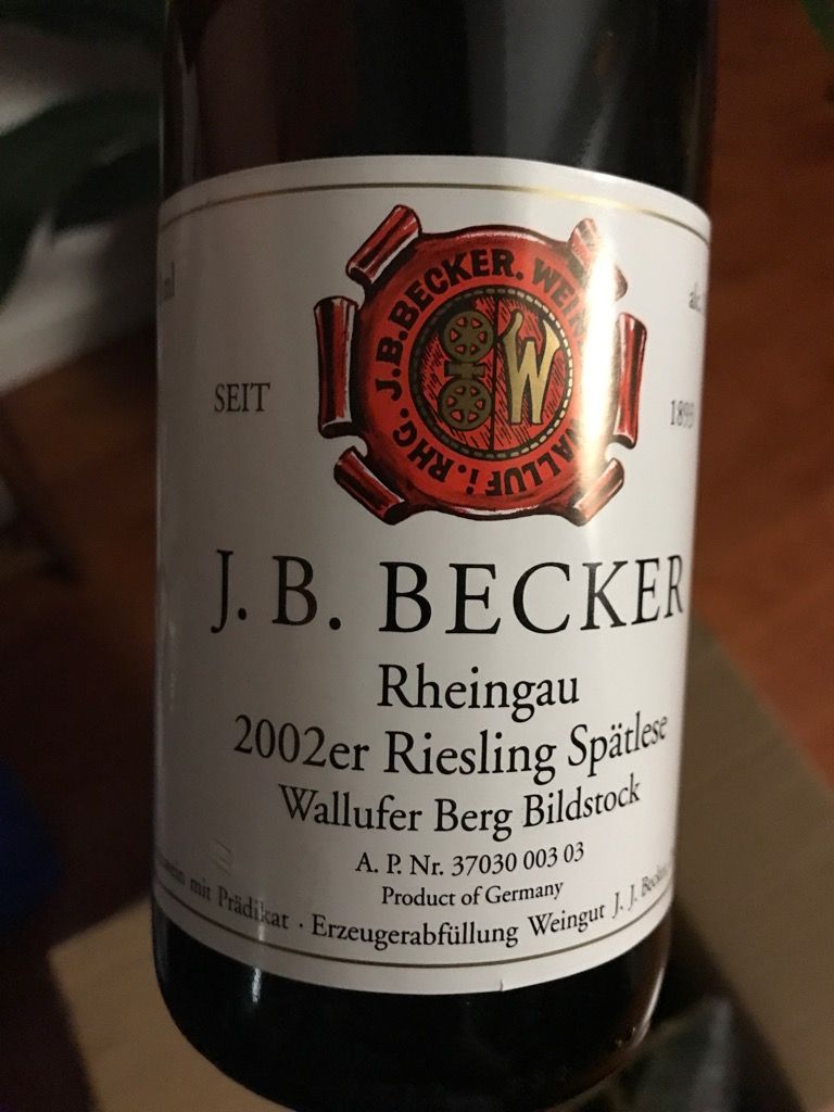 2002 J.B. Becker Wallufer Berg Bildstock Riesling Spätlese Trocken ...