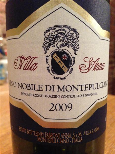 2009 Villa S. Anna Vino Nobile di Montepulciano, Italy, Tuscany ...