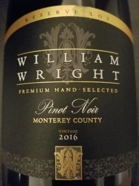 2016 William Wright Pinot Noir Premium Hand Selected