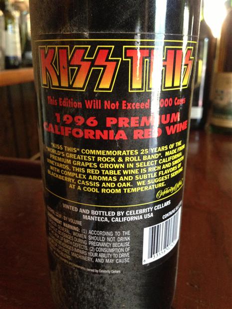 KISS 1995年 THIS 限定ワイン Celebrity Cellars KISS 1995年 THIS 限定ワイン Celebrity Cellars KISS 1995年
