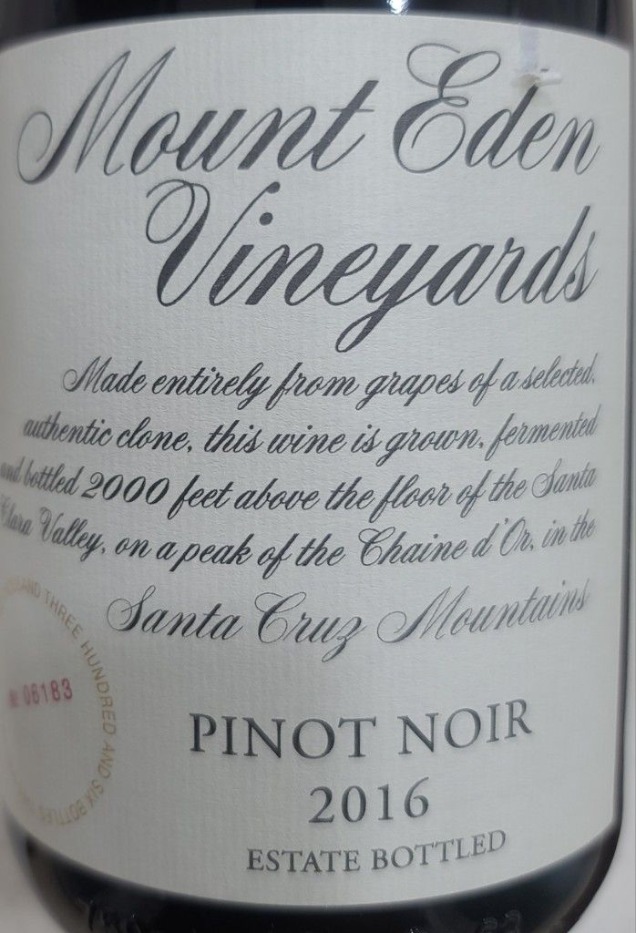 2016 Mount Eden Vineyards Pinot Noir - CellarTracker