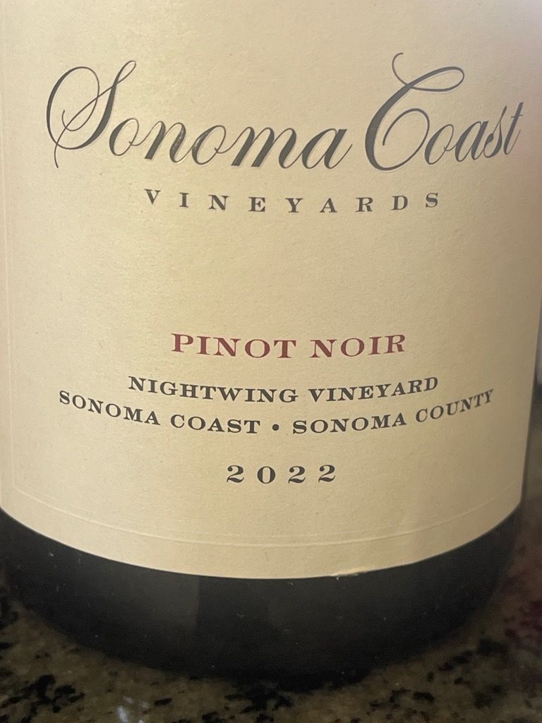 2022 Sonoma Coast Vineyards Pinot Noir Estero View, USA, California ...