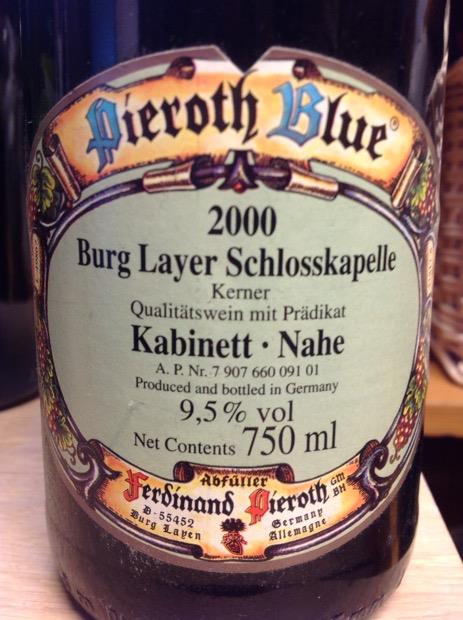 1983 Ferdinand Pieroth Burg-Layer Schloßkapelle Silvaner Kabinett