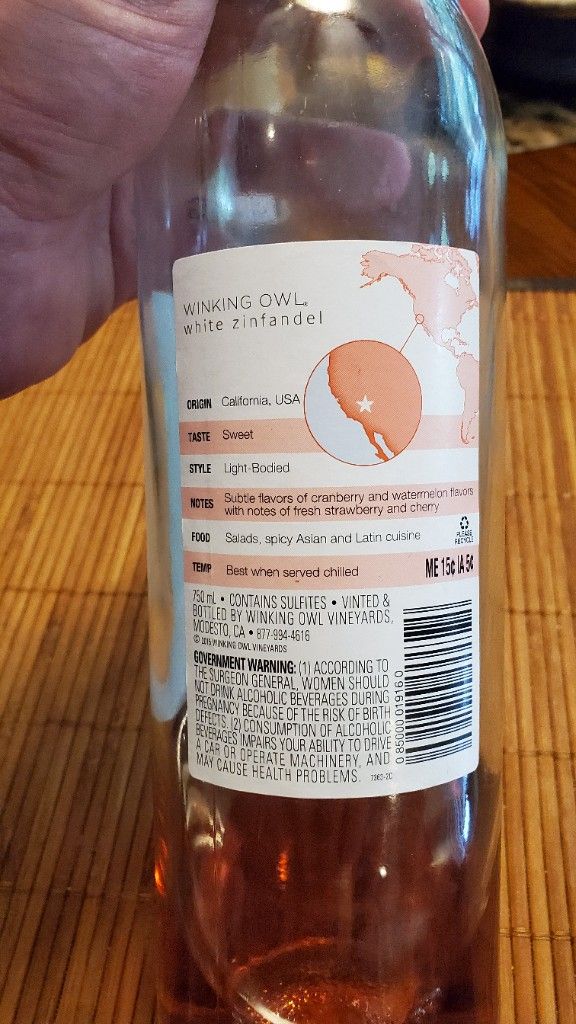 NV Winking Owl Vineyards White Zinfandel, USA, California CellarTracker