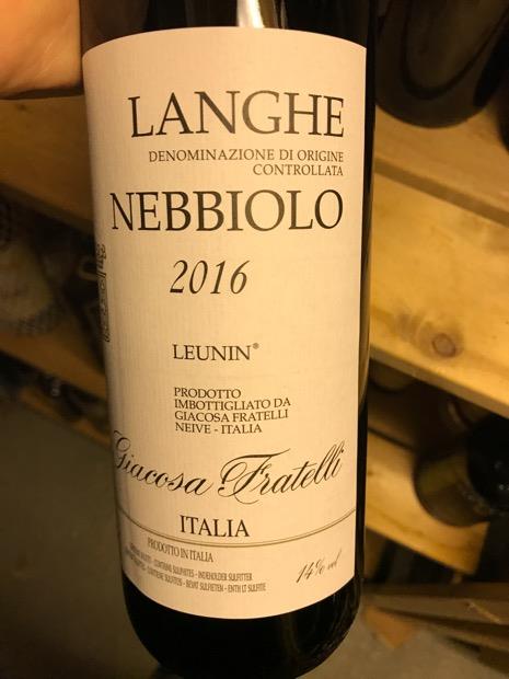 2016 Giacosa Fratelli Langhe Nebbiolo Leunin, Italy, Piedmont, Langhe ...