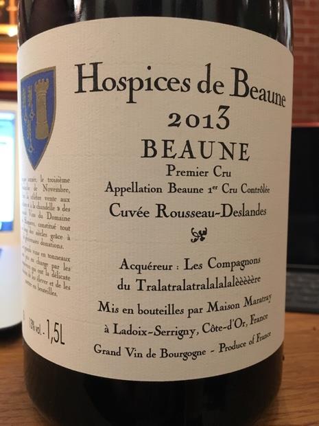 2012 Hospices de Beaune Beaune 1er Cru Cuvée Rousseau Deslandes, France ...