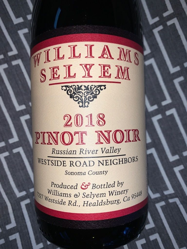 2019 Williams Selyem Pinot Noir Westside Road Neighbors