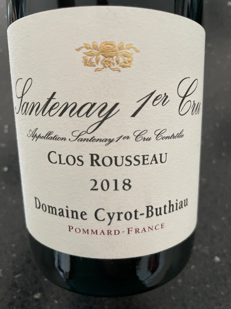 2018 Domaine Cyrot Buthiau Santenay 1er Cru Clos Rousseau, France ...