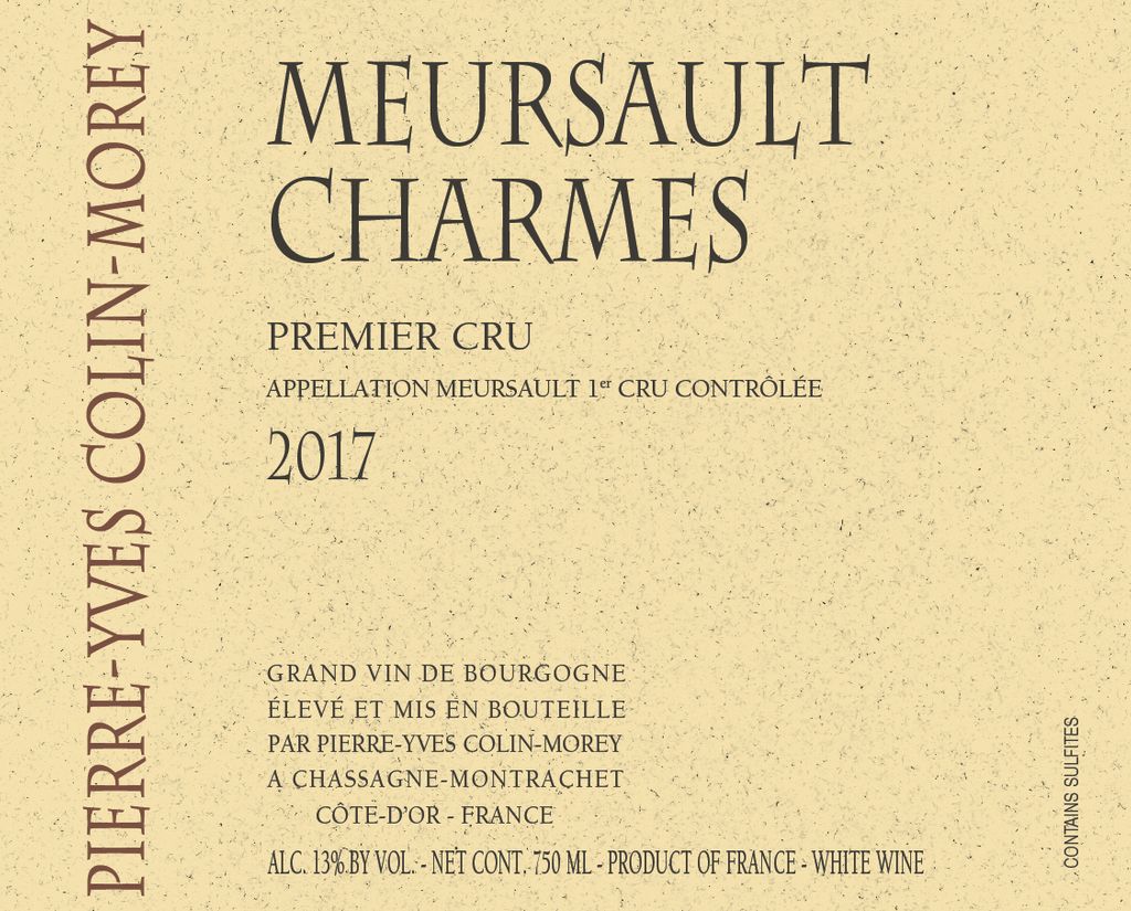 2017 Pierre-Yves Colin-Morey Meursault 1er Cru Charmes