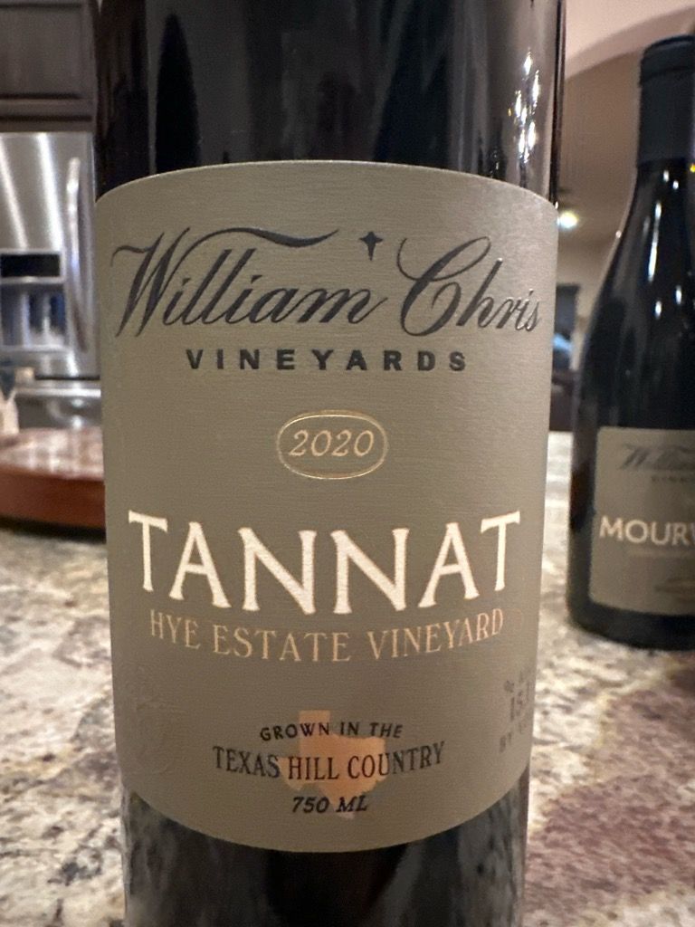 2020 William Chris Vineyards Tannat Hye Estate, USA, Texas, Texas Hill