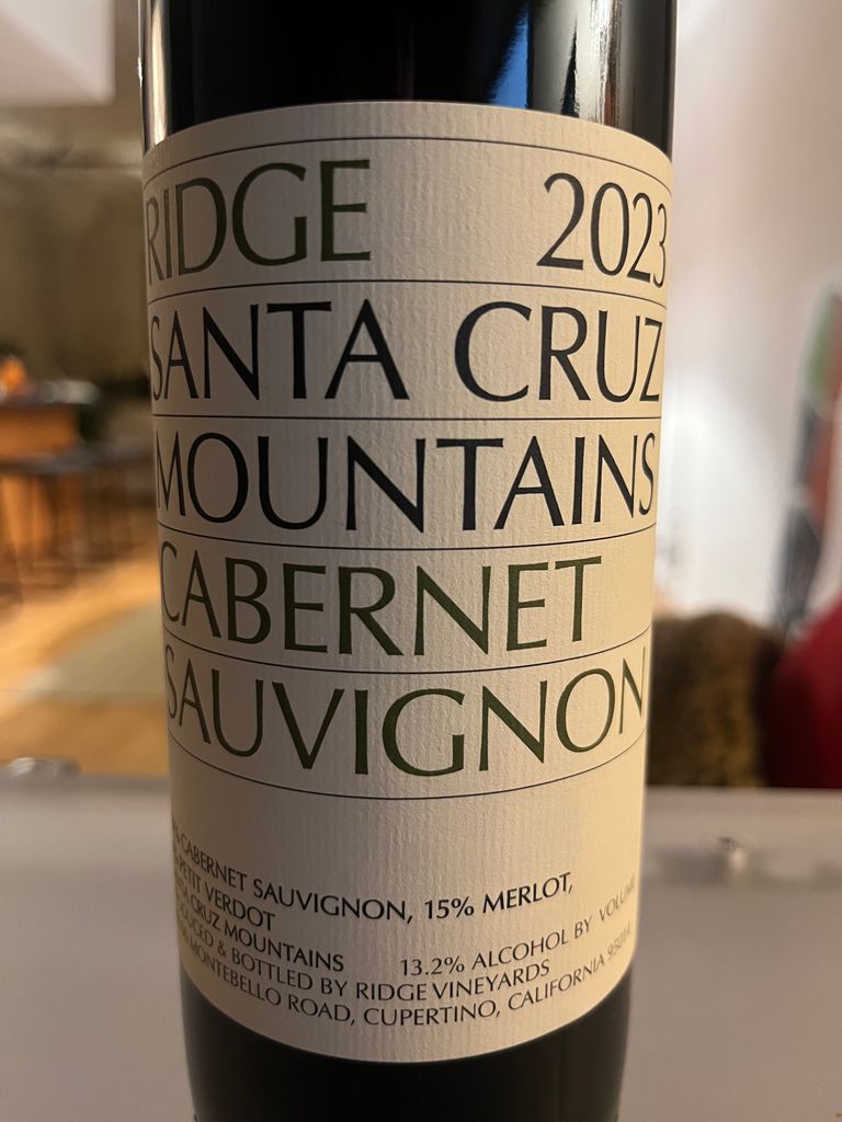 2023 Ridge Cabernet Sauvignon Santa Cruz Mountains - CellarTracker