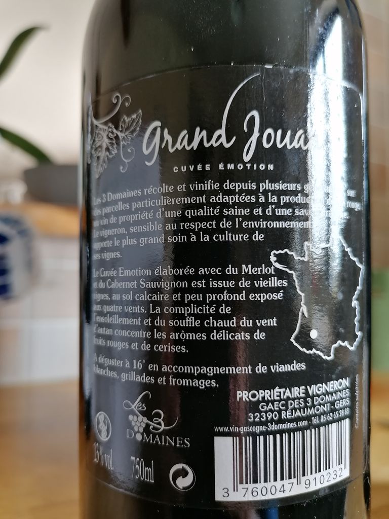 2018 Les 3 Domaines Côtes de Gascogne Grand Jouan, France, Southwest ...