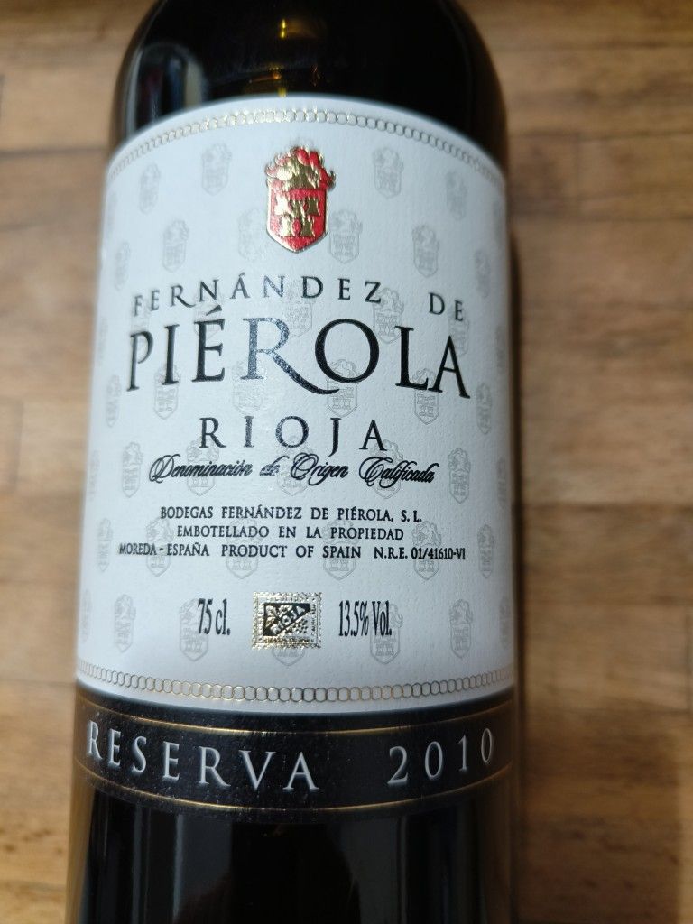 2010 Bodegas Fernández De Piérola Rioja Reserva, Spain, La Rioja, Rioja ...