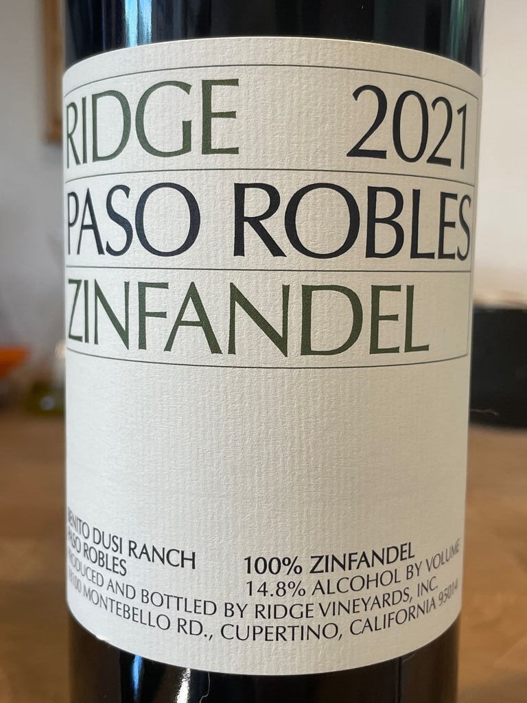 Ridge 2021 Paso Robles Zinfandel
