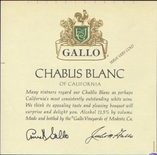 NV Gallo Family Vineyards / Gallo of Sonoma Chablis Blanc, USA