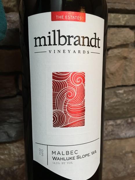 Milbrandt vineyards the estates Malbec glass 750ml (896280001178)