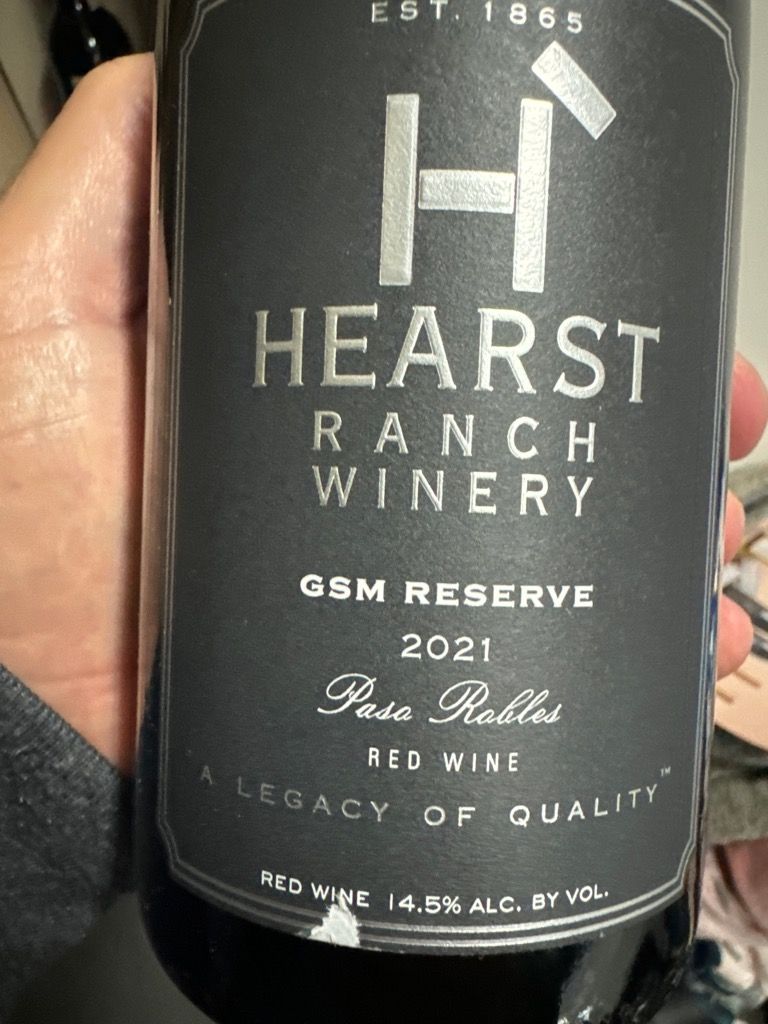 2021 Hearst Ranch Winery Reserve GSM, USA, California, Central Coast, Paso Robles CellarTracker