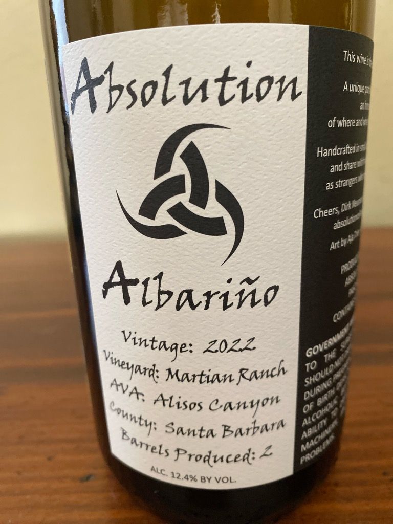 2022 Absolution Cellars Albariño Pierce Ranch, USA, California, Central ...