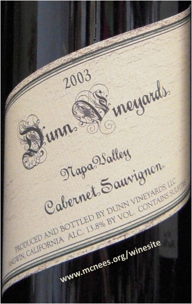 2003 Dunn Vineyards Cabernet Sauvignon Napa Valley, USA, California ...