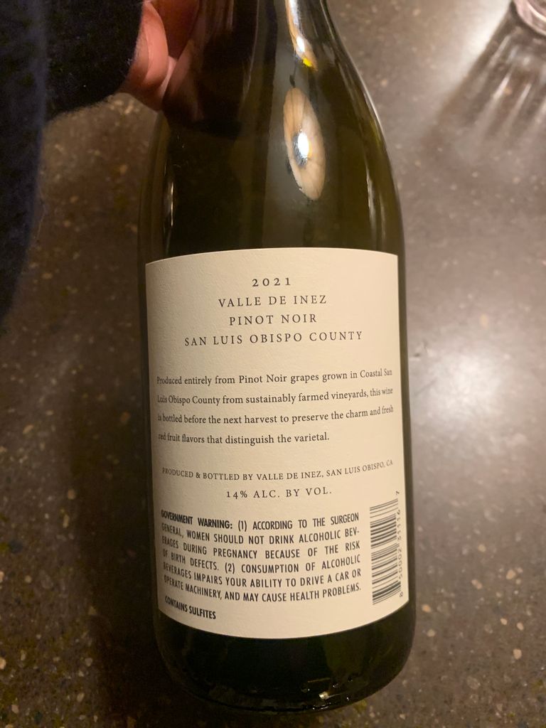 2021 Valle de Inez Pinot Noir - CellarTracker