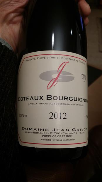 2018 Domaine Jean Grivot Coteaux Bourguignons - CellarTracker