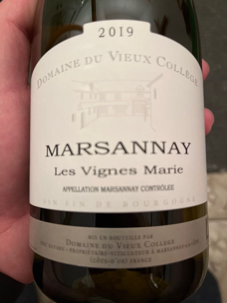 2019 Domaine du Vieux Collège Marsannay Les Vignes Marie, France, Burgundy, Côte de Nuits