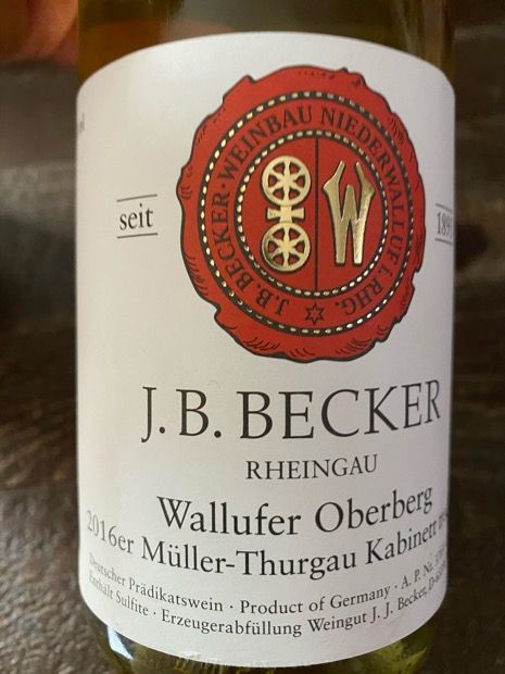 2021 J.B. Becker Wallufer Oberberg Müller-Thurgau Kabinett Trocken ...