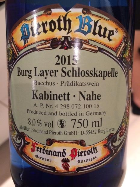 2015 Ferdinand Pieroth Burg-Layer Schloßkapelle Silvaner