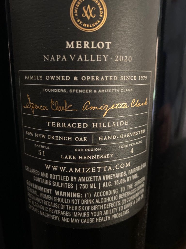 2020 Amizetta Vineyards Merlot - CellarTracker