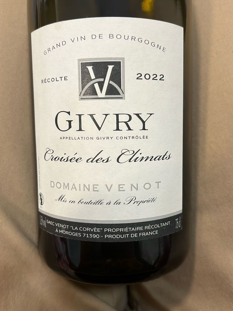 2022 Domaine Venot Givry Croisée Des Climats, France, Burgundy, Côte 