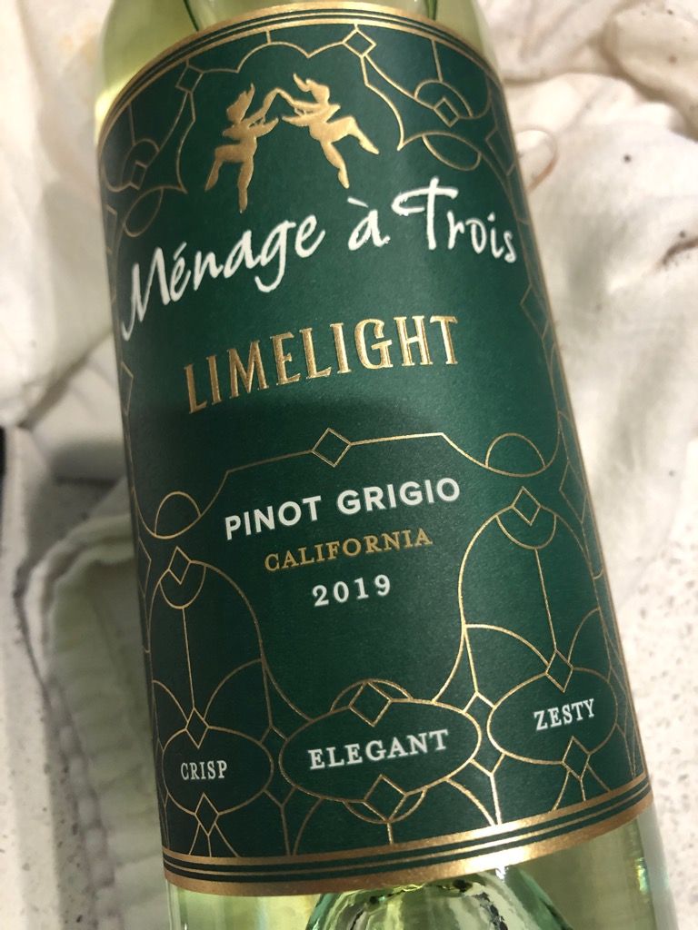 2019 Folie à Deux Pinot Grigio Ménage à Trois Limelight, USA