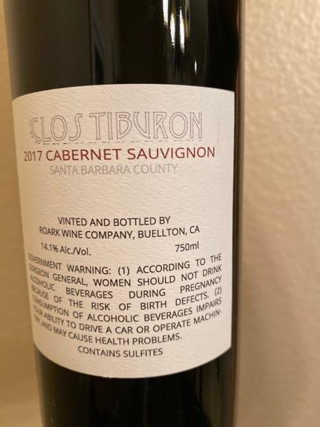 2018 Roark Wine Company Cabernet Sauvignon Clos Tiburon, USA ...