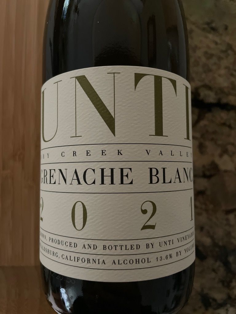 2021 Unti Vineyards Grenache Blanc, USA, California, Sonoma County, Dry