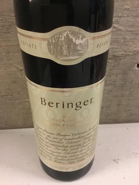 1984 Beringer Vineyards Cabernet Sauvignon Private Reserve