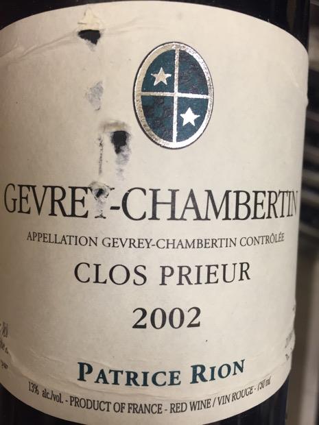 2002 Patrice Rion Gevrey-Chambertin Clos Prieur - CellarTracker