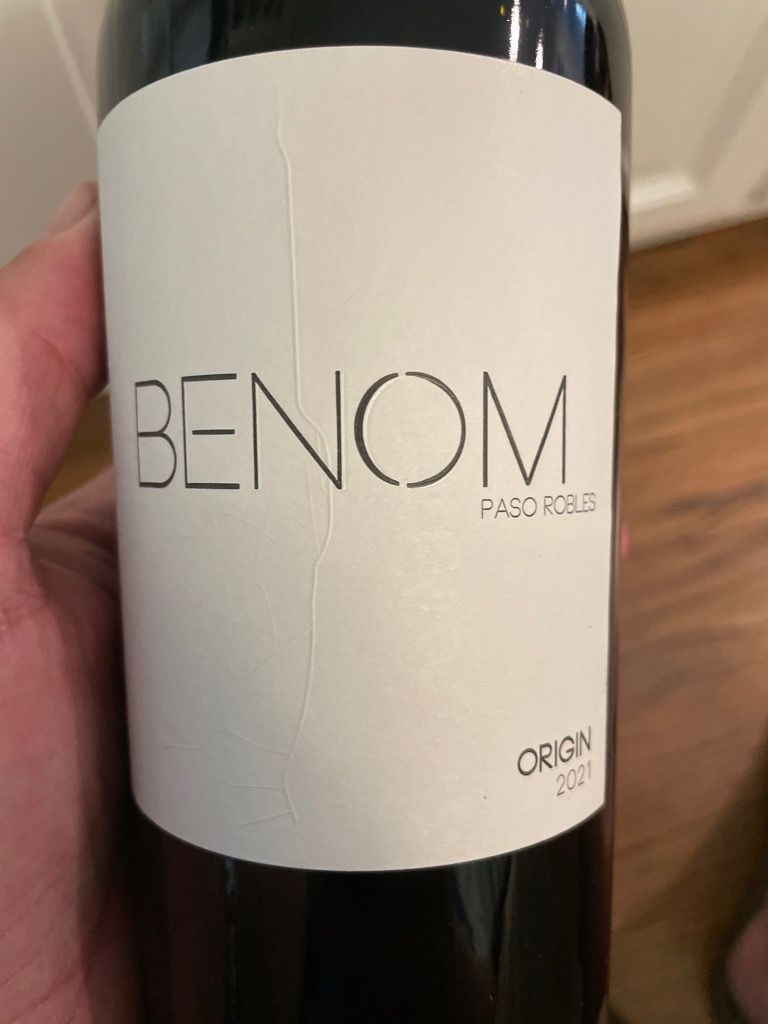 2021 Benom Wines Origin, USA, California, Central Coast, Paso Robles ...